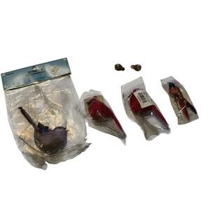 Vintage Artificial Birds Lot Feather Cardinals Mini Birds Millinery Decor Crafts